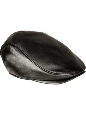 Deri Şapka Hakiki Kuzu Derisinden Üretilmiş Kasket Şapka
