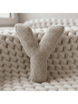 Woodesk Litera, Y Harfi, Yastık, Kırlent, Elyaf Dolgulu, Welsoft Kumaş, 40 cm