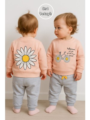 Myprettybaby Papatya Bisiklet Desenli %100 Pamuk Mevsimlik Kumaş Kız Bebek Alt Üst 2'li Takım