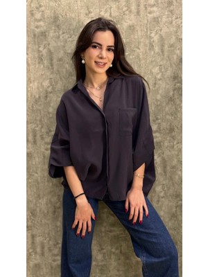 Leilaa Tasarım Modal Dokulu Yarasa Kol Gömlek