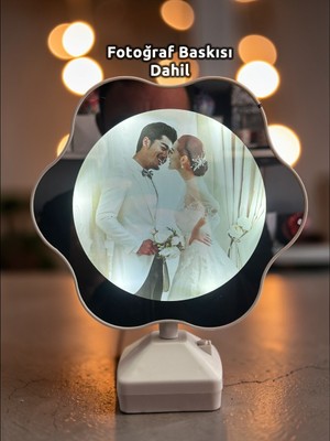  sihirli papatya ayna kişiye özel fotoğraflı led ışıklı gece lambası adaptörlü & pilli model hediyeli
