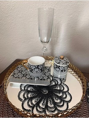 Zesa Home 6 Lı Kahve Yanı Şık Sunum Güpür Tül Peçeteler