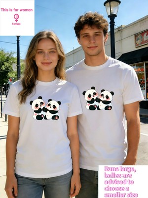 Mercoledi Çift Kombini 1 Adet Kadın Modeli Sevgililer Günü Baskılı Rahat Kalıp T-Shirt