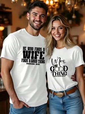 Mercoledi Çift Kombini 1 Adet Erkek Modeli Sevgililer Günü Baskılı Rahat Kalıp T-Shirt