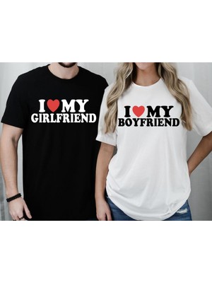 Mercoledi Çift Kombini 1 Adet Erkek Modeli Sevgililer Günü Baskılı Rahat Kalıp T-Shirt