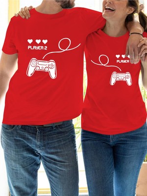 Mercoledi Unisex Çift Kombini 1 Adet Kadın Modeli Sevgililer Günü Baskılı Rahat Kalıp T-Shirt