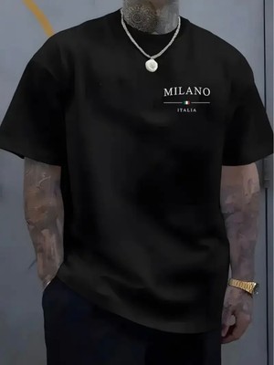 Mercoledi Milano Baskılı Oversize Bisiklet Yaka T-Shirt