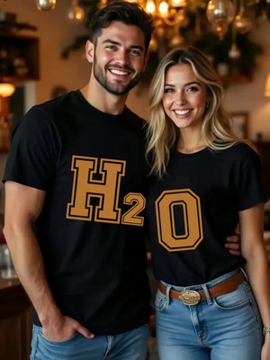 Mercoledi Çift Kombini 1 Adet Kadın Modeli Sevgililer Günü Baskılı Rahat Kalıp T-Shirt