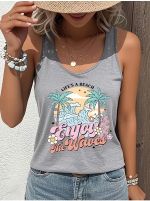 Mercoledi Enjoy The Waves Baskılı Kadın T-Shırt