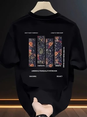 Mercoledi Fantastik Evren Baskılı Oversize Bisiklet Yaka T-Shirt