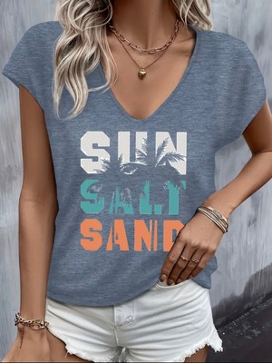 Mercoledi Sun Salt Sand Baskılı Kadın T-Shırt