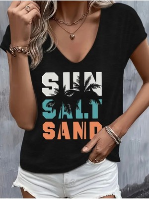 Mercoledi Sun Salt Sand Baskılı Kadın T-Shırt