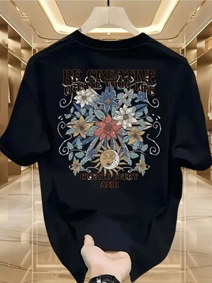 Mercoledi Be Creative Güneş Baskılı Oversize Bisiklet Yaka T-Shirt