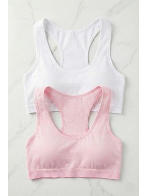 Underwear Bodyway 2'li Paket Pamuklu Pedli Sporcu Sütyeni & Bralet - Günlük Rahat Yüzücü Model Sporcu Atleti