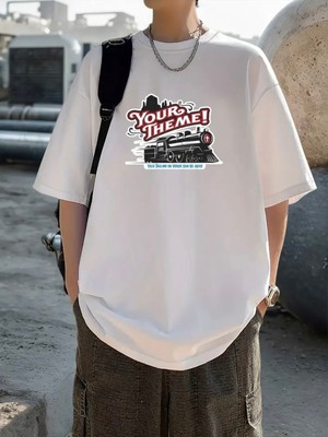Mercoledi Your Theme Baskılı Oversize Bisiklet Yaka T-Shirt