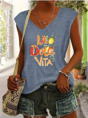 Mercoledi La Dolce Vıta Baskılı Kadın T-Shırt