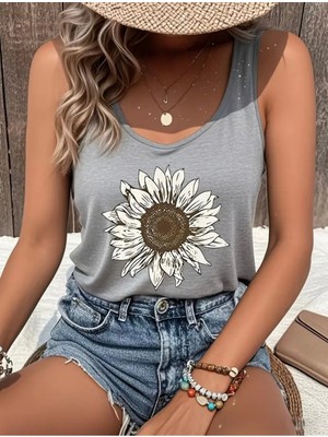 Mercoledi Papatya Baskılı Kadın T-Shırt