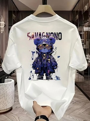 Mercoledi Savage Nano Baskılı Oversize Bisiklet Yaka T-Shirt