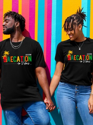 Mercoledi Çift Kombini 1 Adet Erkek Modeli Sevgililer Günü Baskılı Rahat Kalıp T-Shirt