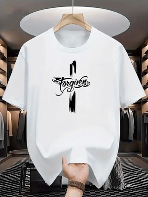 Mercoledi Forgıven Baskılı Oversize Bisiklet Yaka T-Shirt