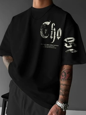 Mercoledi Choose Baskılı Oversize Bisiklet Yaka T-Shirt