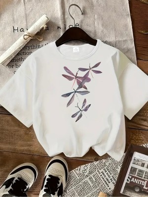 Mercoledi Yusufçuk Baskılı Oversize Bisiklet Yaka T-Shirt