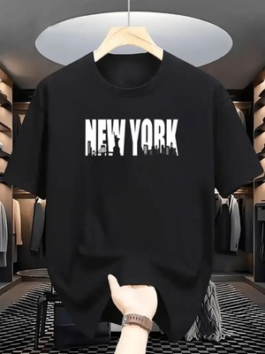 Mercoledi New York Baskılı Oversize Bisiklet Yaka T-Shirt