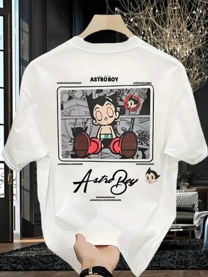Mercoledi Astroboy Baskılı Oversize Bisiklet Yaka T-Shirt