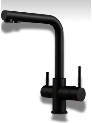 Siyah Lüx Arıtmalı Batarya Üç Yollu Mutfak Evye