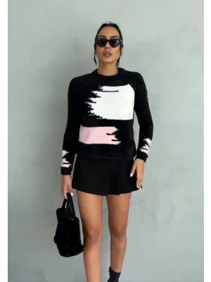 Zemira Bıyıklı Triko Kazak Siyah