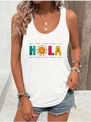 Mercoledi Hola Baskılı Kadın T-Shırt