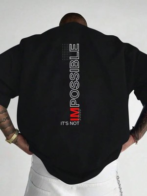 Mercoledi Impossıble Baskılı Oversize Bisiklet Yaka T-Shirt