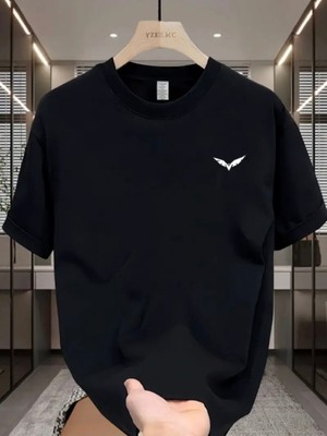 Mercoledi Kartal Baskılı Oversize Bisiklet Yaka T-Shirt