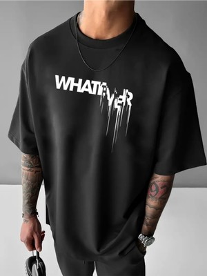 Mercoledi What Ever Baskılı Oversize Bisiklet Yaka T-Shirt