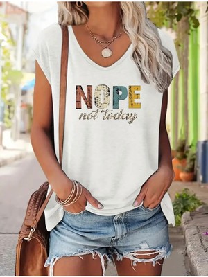 Mercoledi Renkli Nope Baskılı Kadın Oversize Kolsuz T-Shırt