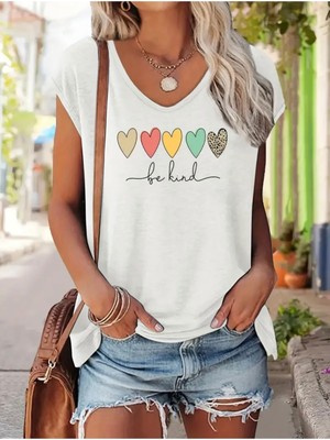 Mercoledi Be Kınd Baskılı Kadın Oversize Kolsuz T-Shırt