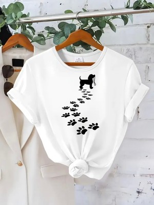 Mercoledi Patili Yol Baskılı Oversize Bisiklet Yaka T-Shirt