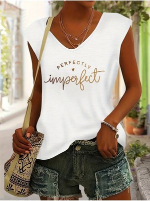 Mercoledi Perfectly Baskılı Kadın Oversize Kolsuz T-Shırt