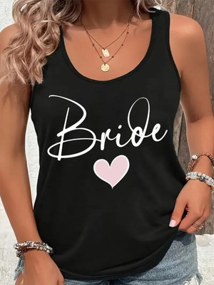 Mercoledi Kadın Kolsuz Baskılı Oyuk Yaka Üst T-Shirt