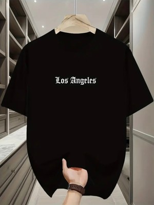 Mercoledi Los Angeles Baskılı Oversize Bisiklet Yaka T-Shirt