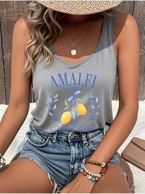 Mercoledi Amalfı Baskılı Kadın T-Shırt