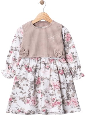 Gültekin Bebe Wow Çiçekli Penye Ikili Elbise 5-8 Yaş -450960200 - Krem