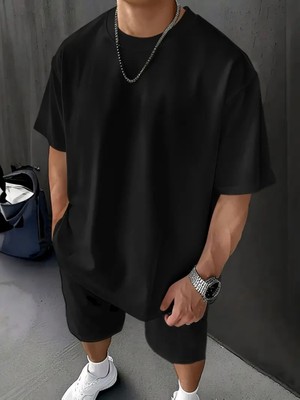 Mercoledi Unisex Okula Dönüş Düz Basic Oversize Bisiklet Yaka Tshirt