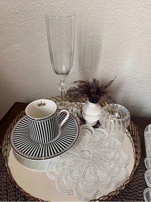 Zesa Home 6 Lı Kahve Yanı Şık Sunum Güpür Tül Peçeteler