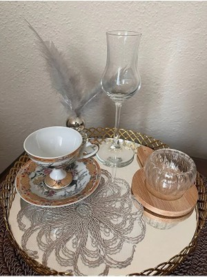 Zesa Home 6 Lı Kahve Yanı Şık Sunum Güpür Tül Peçeteler