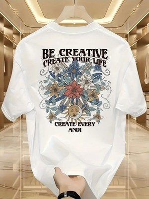 Mercoledi Be Creative Güneş Baskılı Oversize Bisiklet Yaka T-Shirt