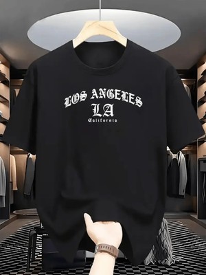 Mercoledi Los Angeles La Baskılı Oversize Bisiklet Yaka T-Shirt
