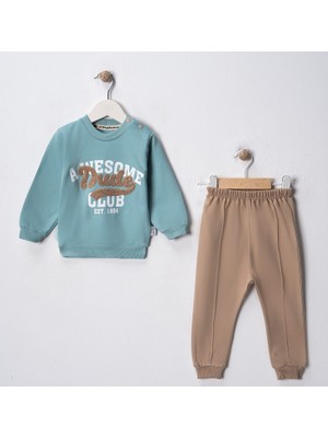 Myprettybaby Dude Süzene Nakışlı %100 Pamuk Mevsimlik Kumaş Erkek Bebek Alt Üst 2'li Takım