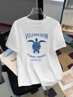 Mercoledi Villebrequin Baskılı Oversize Bisiklet Yaka T-Shirt