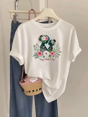 Mercoledi Anne Kız Baskılı Oversize Bisiklet Yaka T-Shirt